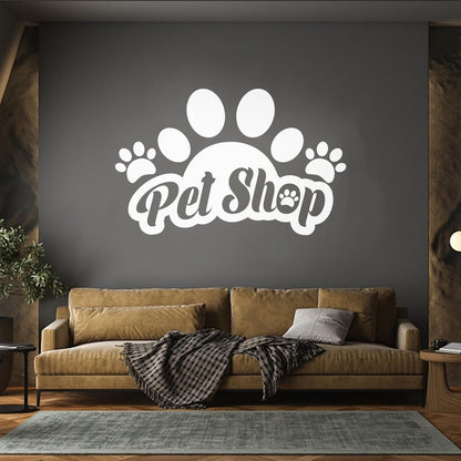 Wall Vinyl Sticker Decor Lettering Pet Shop Paw Print Home Animals Window Decals