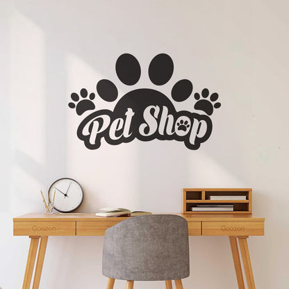 Wall Vinyl Sticker Decor Lettering Pet Shop Paw Print Home Animals Window Decals