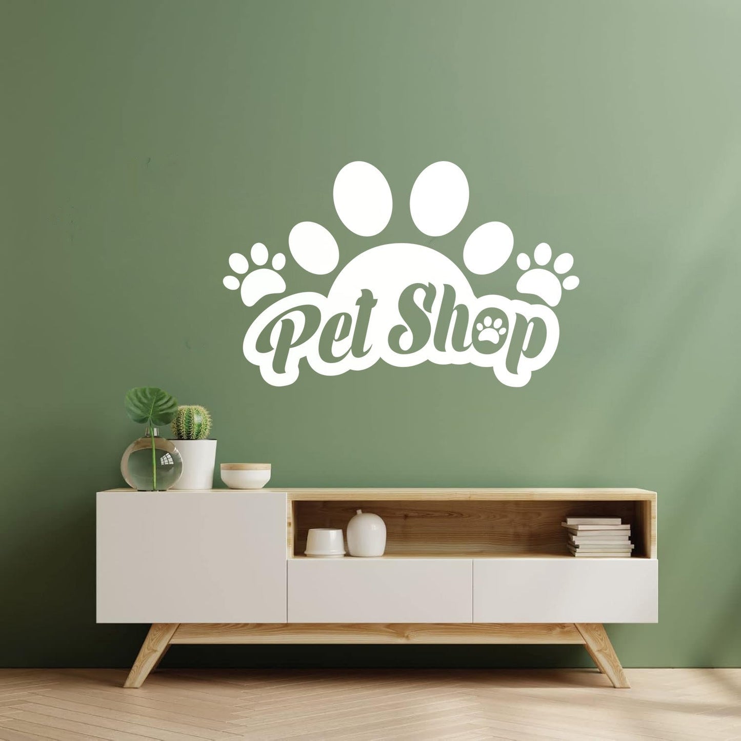 Wall Vinyl Sticker Decor Lettering Pet Shop Paw Print Home Animals Window Decals