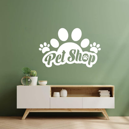 Wall Vinyl Sticker Decor Lettering Pet Shop Paw Print Home Animals Window Decals