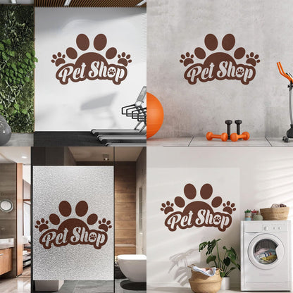 Wall Vinyl Sticker Decor Lettering Pet Shop Paw Print Home Animals Window Decals