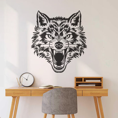 Vinyl Wall Decals Lone Wolf Head Angry Predator Forest Wild Animal Tattoo Culture