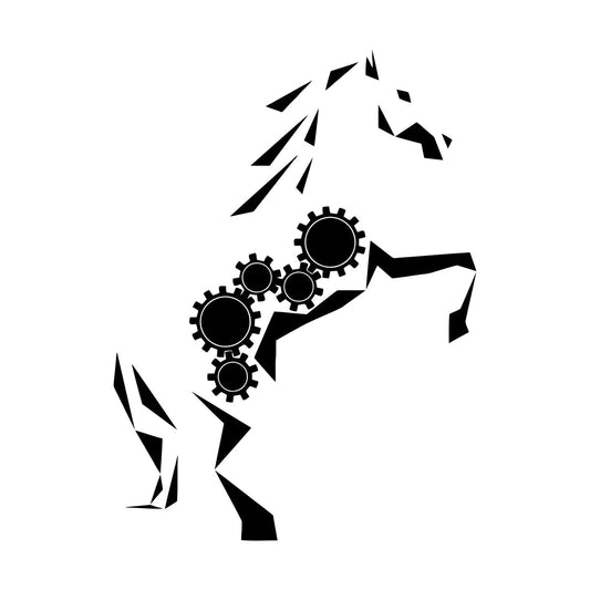 Mural And Wall Vinyl Decal Mechanical Gear Abstract Horse Animal Store Decoration