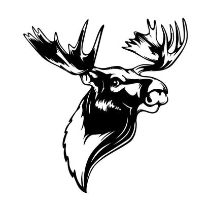 Engraving Decals Moose Head Horn Deer Forest Animal Hunting Club Wall Beautification