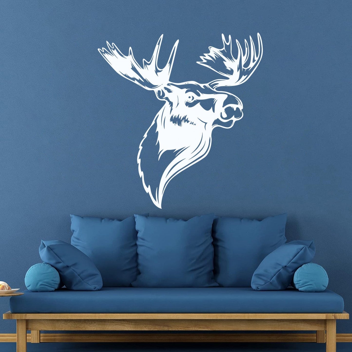 Engraving Decals Moose Head Horn Deer Forest Animal Hunting Club Wall Beautification