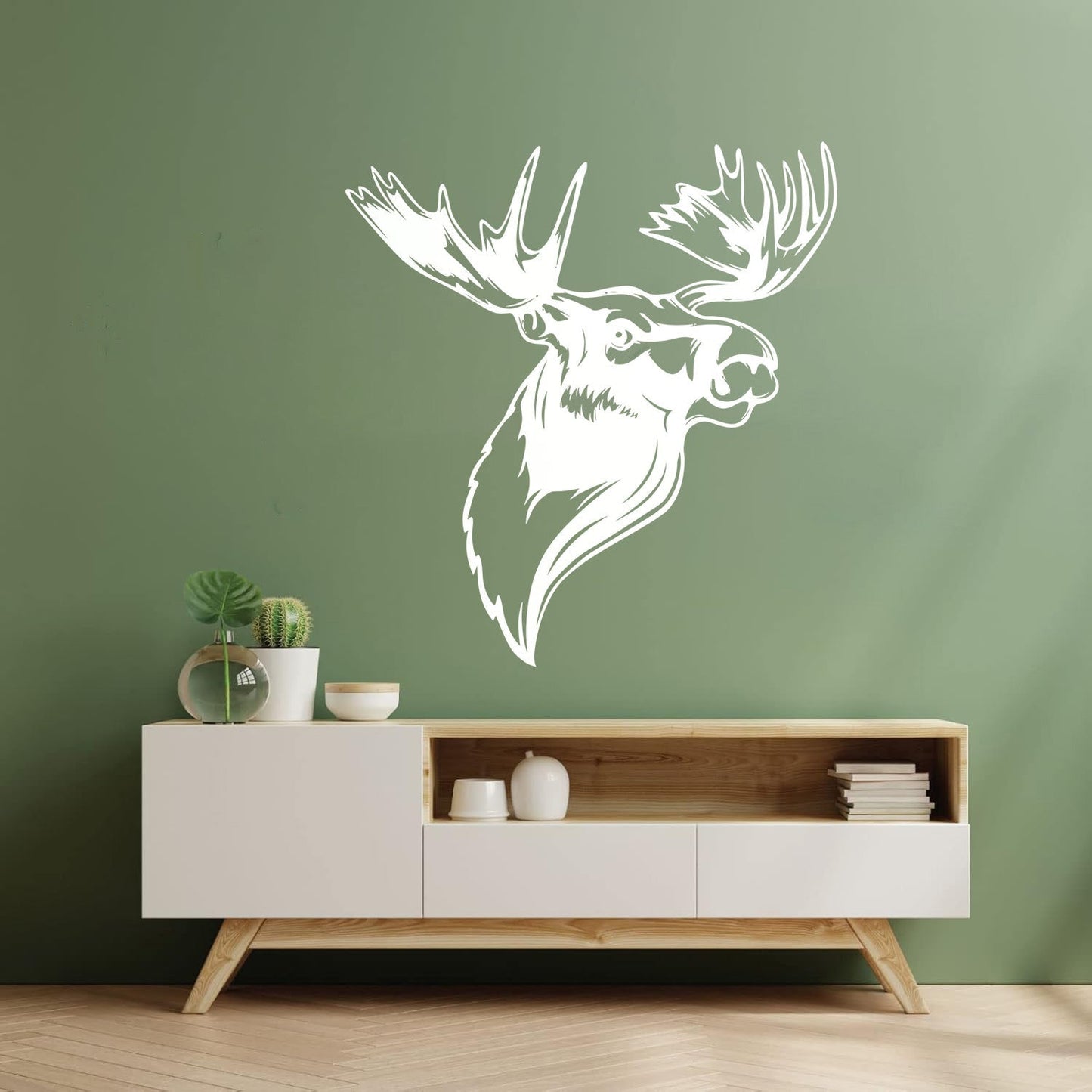 Engraving Decals Moose Head Horn Deer Forest Animal Hunting Club Wall Beautification