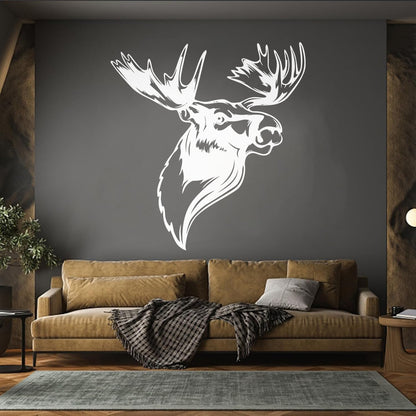 Engraving Decals Moose Head Horn Deer Forest Animal Hunting Club Wall Beautification