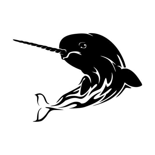Engraving Stickers Narwhal Unicorn Fish Sea Marine Myth Animal Do Not Damage The Wall Surface