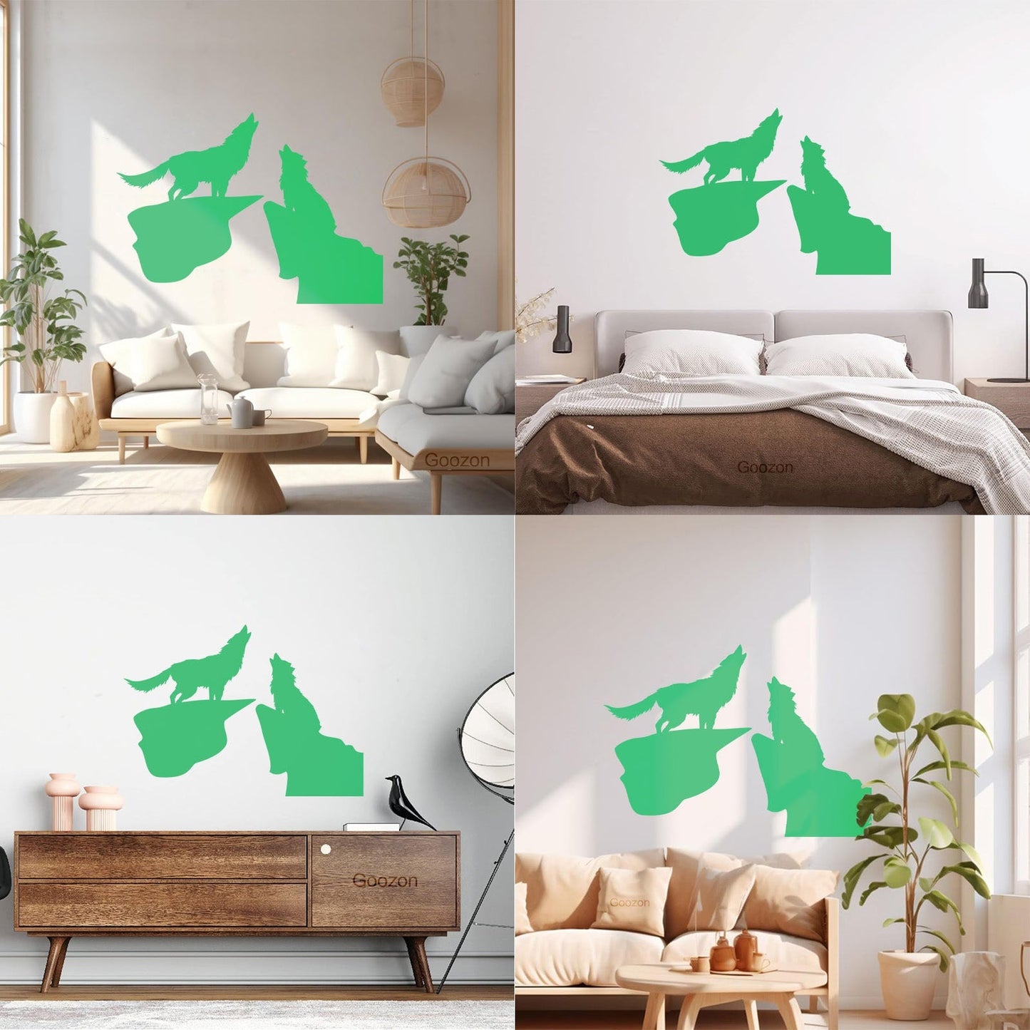 Vinyl Wall Decals Night Couple Wolfs Howl Predator Animal It Won'T Fall Off