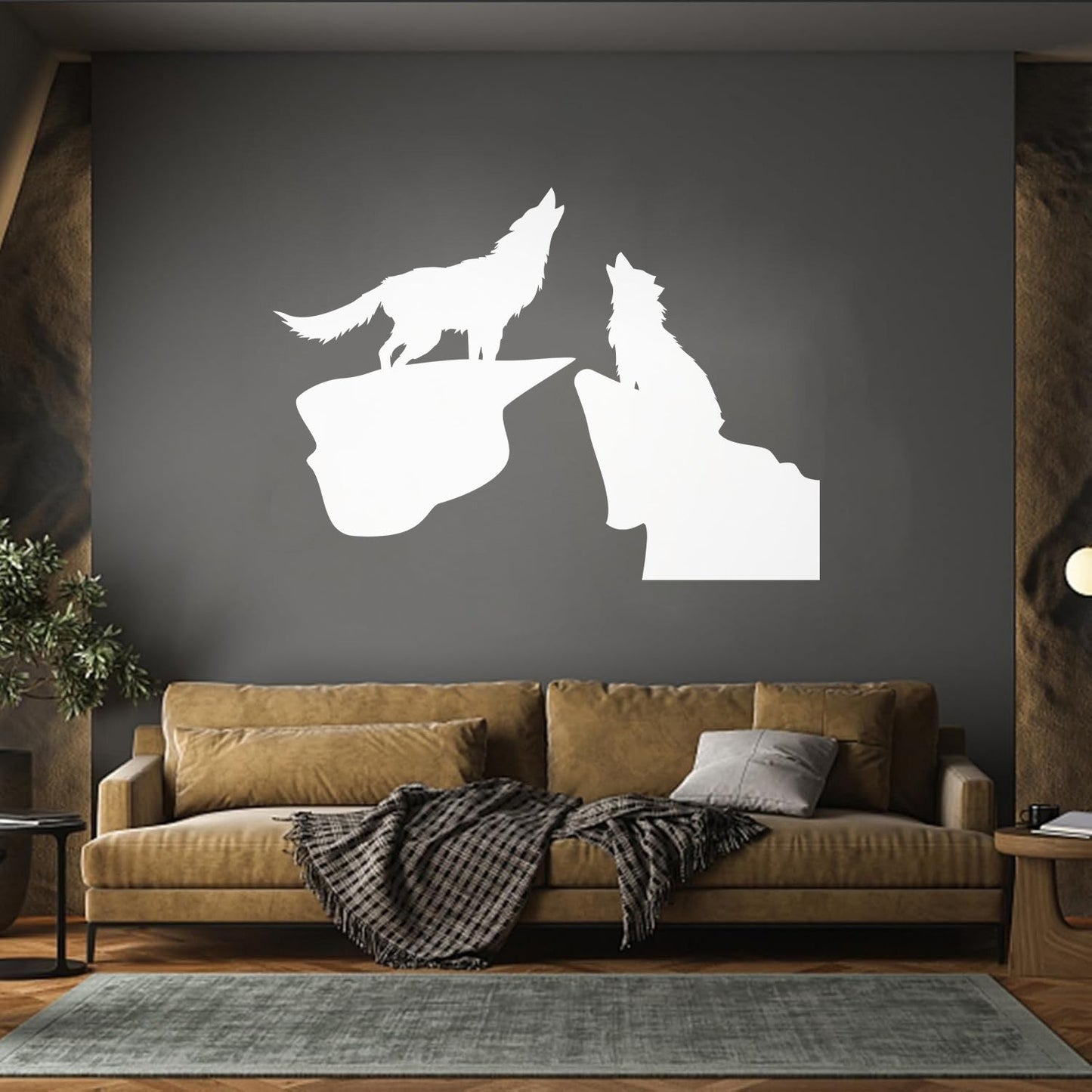 Vinyl Wall Decals Night Couple Wolfs Howl Predator Animal It Won'T Fall Off