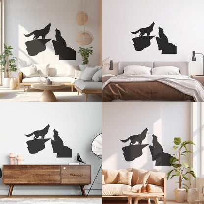 Vinyl Wall Decals Night Couple Wolfs Howl Predator Animal It Won'T Fall Off
