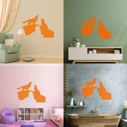 Vinyl Wall Decals Night Couple Wolfs Howl Predator Animal It Won'T Fall Off