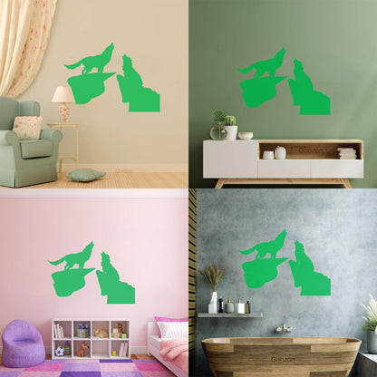 Vinyl Wall Decals Night Couple Wolfs Howl Predator Animal It Won'T Fall Off