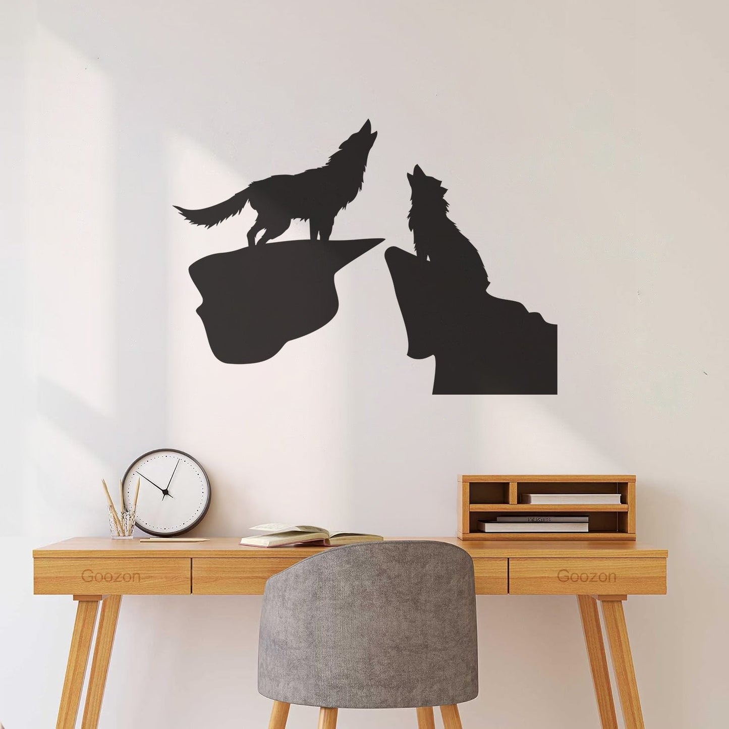 Vinyl Wall Decals Night Couple Wolfs Howl Predator Animal It Won'T Fall Off
