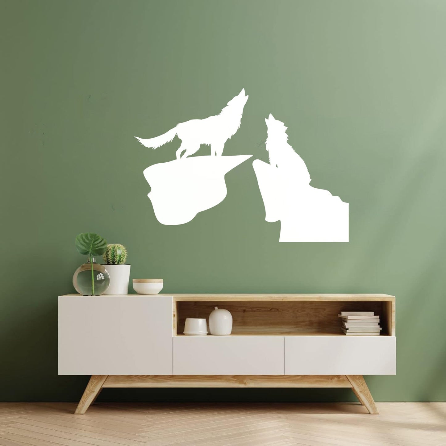 Vinyl Wall Decals Night Couple Wolfs Howl Predator Animal It Won'T Fall Off