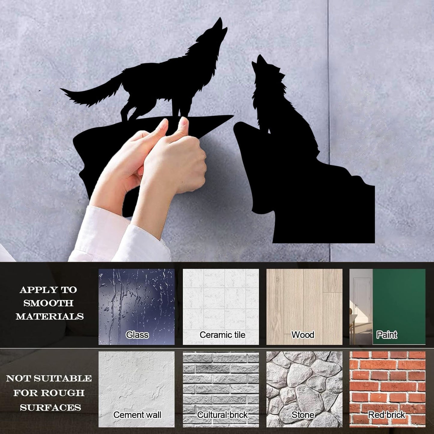 Vinyl Wall Decals Night Couple Wolfs Howl Predator Animal It Won'T Fall Off