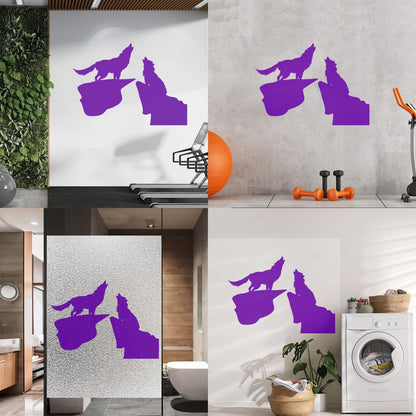Vinyl Wall Decals Night Couple Wolfs Howl Predator Animal It Won'T Fall Off