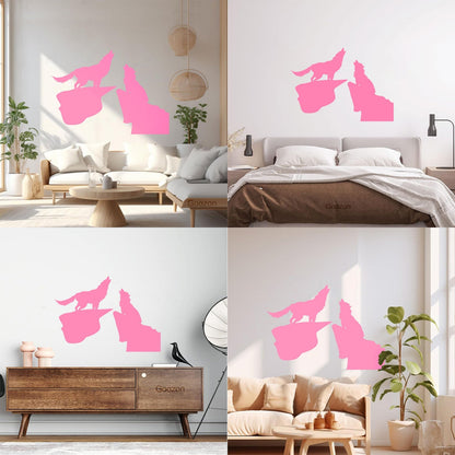 Vinyl Wall Decals Night Couple Wolfs Howl Predator Animal It Won'T Fall Off