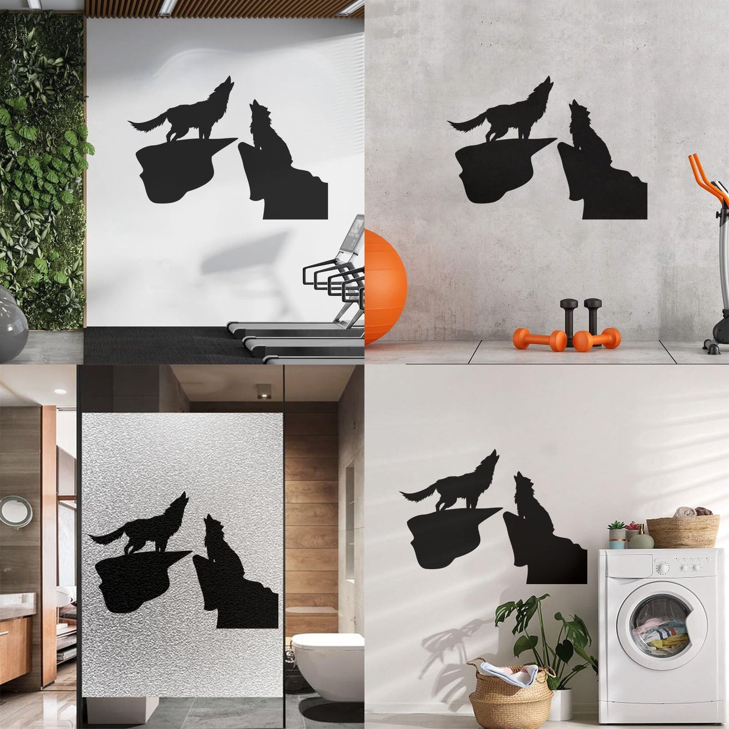 Vinyl Wall Decals Night Couple Wolfs Howl Predator Animal It Won'T Fall Off