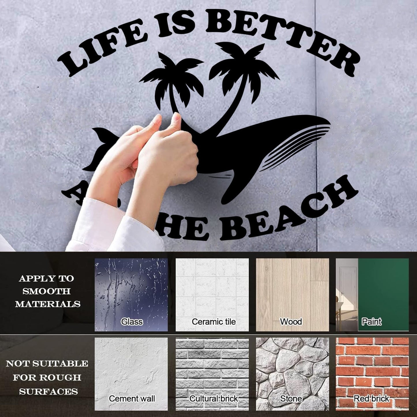 Wall Vinyl Sticker Decor Ocean Animal Sea Marine Whale Beach Style Wall Beautification