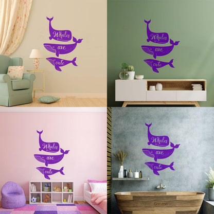 Ocean Sea Animals Phrase Whales Are Cute Vinyl Art Sticker Store Decoration