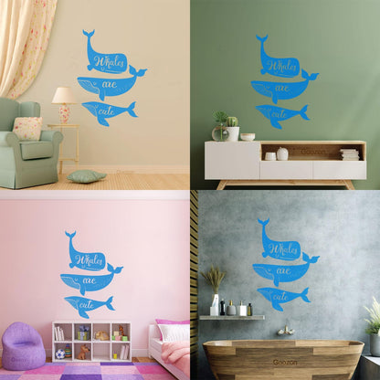Ocean Sea Animals Phrase Whales Are Cute Vinyl Art Sticker Store Decoration
