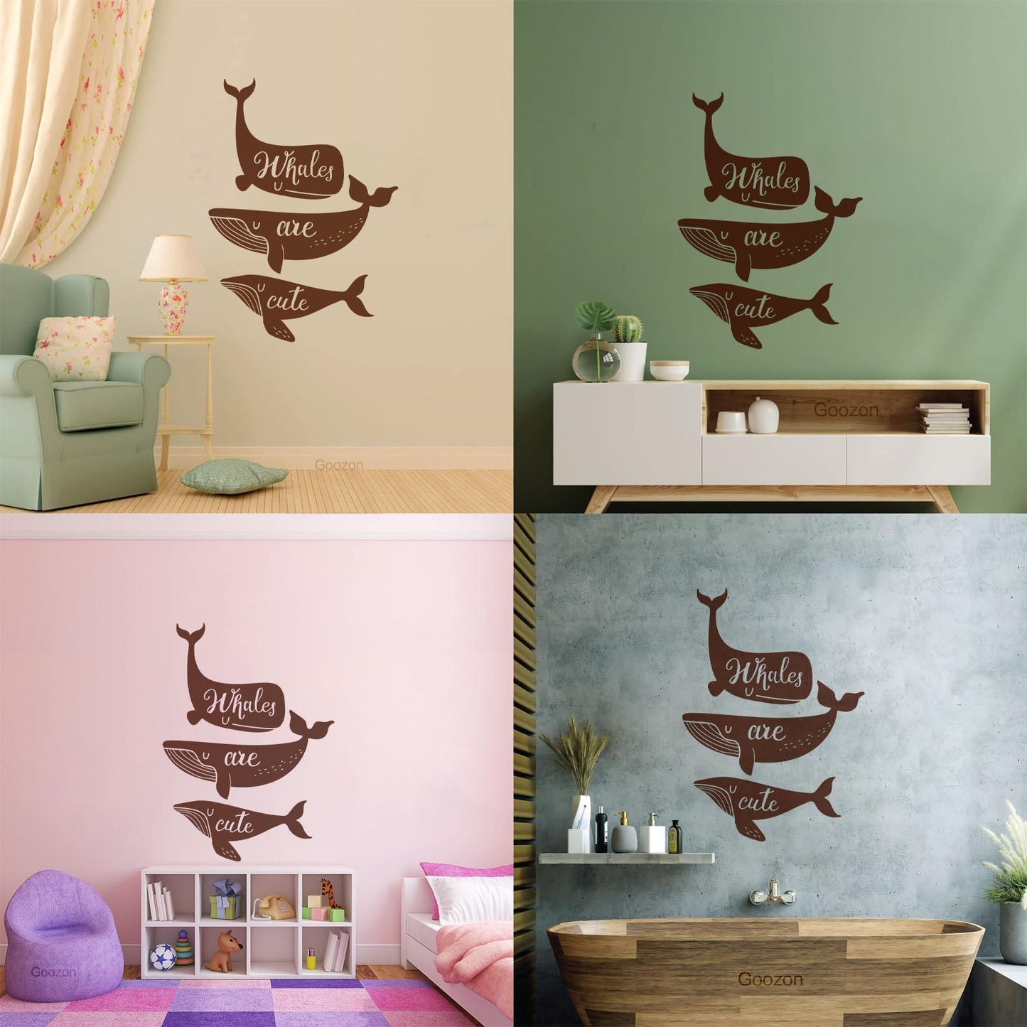 Ocean Sea Animals Phrase Whales Are Cute Vinyl Art Sticker Store Decoration