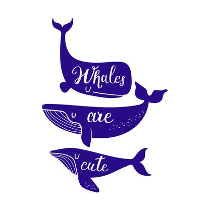 Ocean Sea Animals Phrase Whales Are Cute Vinyl Art Sticker Store Decoration