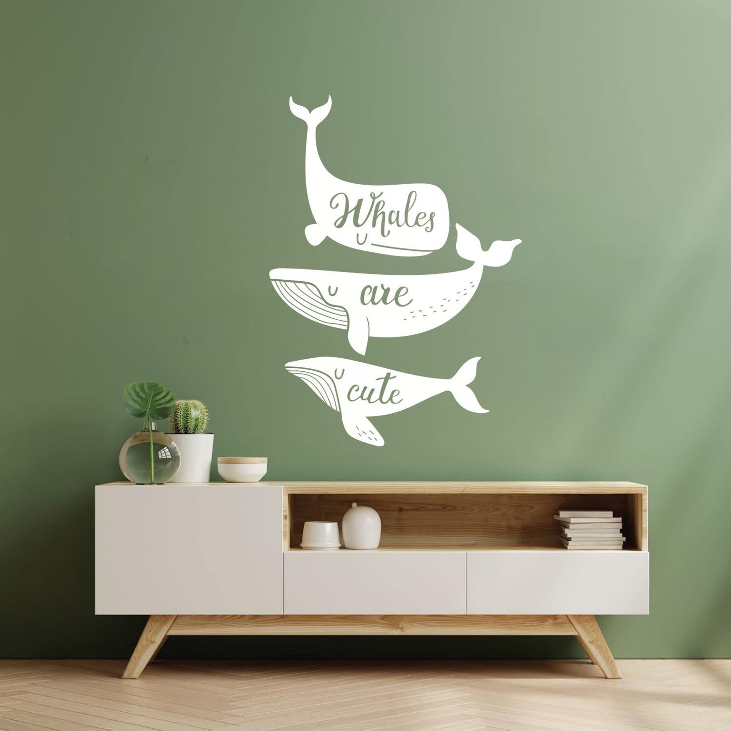 Ocean Sea Animals Phrase Whales Are Cute Vinyl Art Sticker Store Decoration