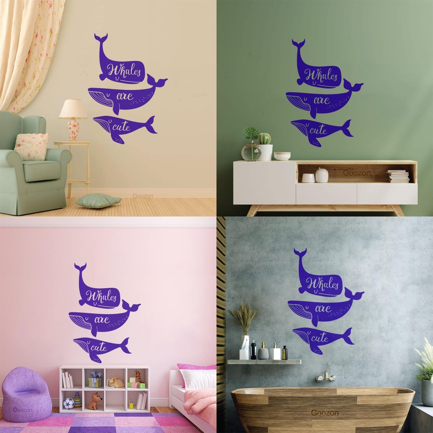 Ocean Sea Animals Phrase Whales Are Cute Vinyl Art Sticker Store Decoration