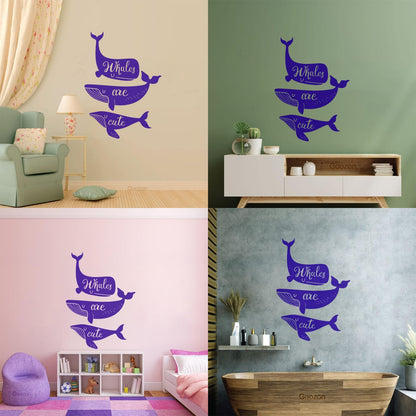 Ocean Sea Animals Phrase Whales Are Cute Vinyl Art Sticker Store Decoration