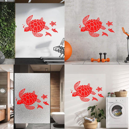 Lettering Stickers Ocean Sea Turtle Animals Beach Style Water Bathroom Do Not Damage The Wall Surface
