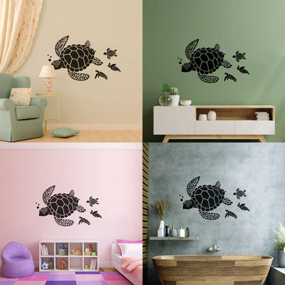 Lettering Stickers Ocean Sea Turtle Animals Beach Style Water Bathroom Do Not Damage The Wall Surface