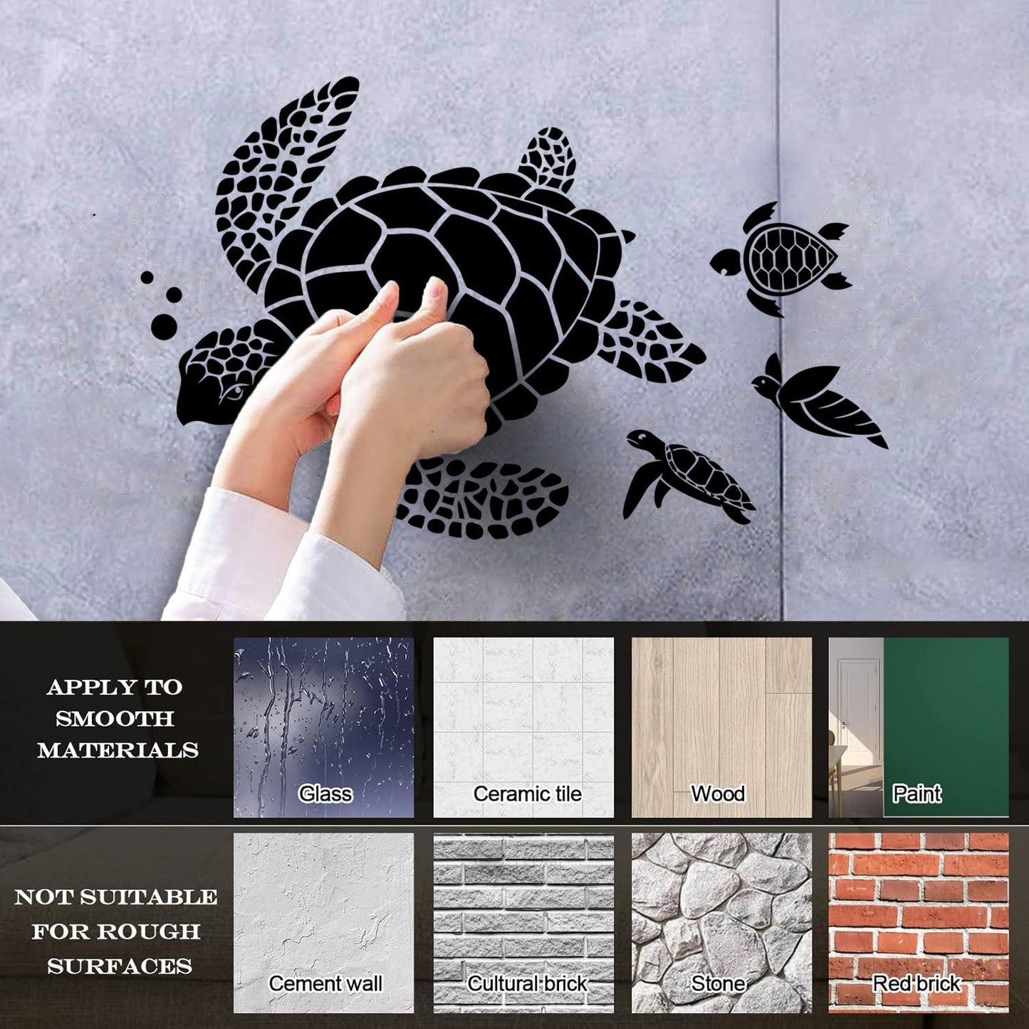 Lettering Stickers Ocean Sea Turtle Animals Beach Style Water Bathroom Do Not Damage The Wall Surface