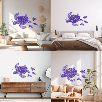 Lettering Stickers Ocean Sea Turtle Animals Beach Style Water Bathroom Do Not Damage The Wall Surface