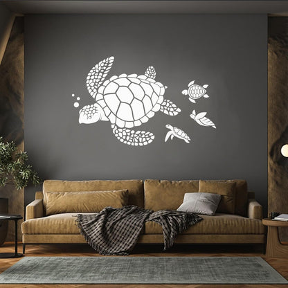 Lettering Stickers Ocean Sea Turtle Animals Beach Style Water Bathroom Do Not Damage The Wall Surface