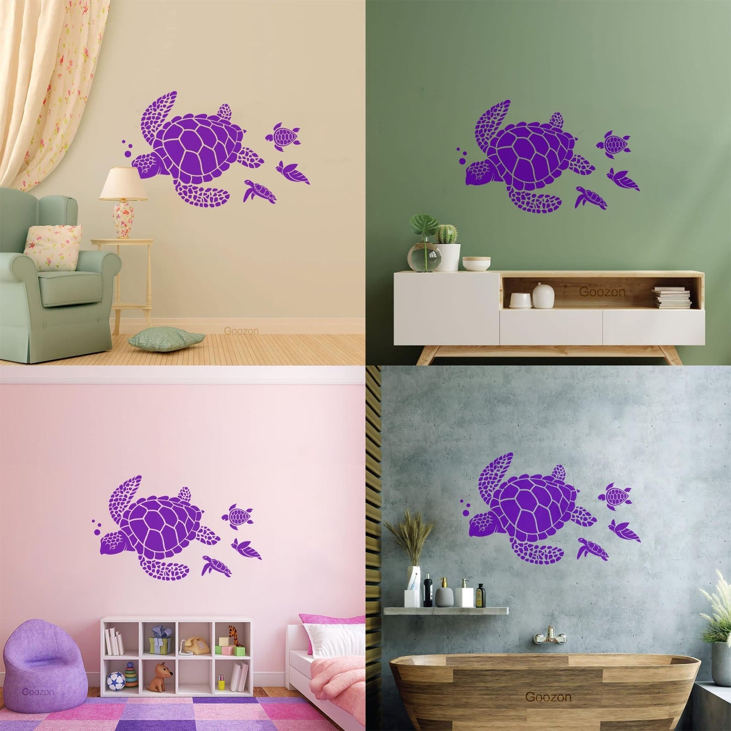 Lettering Stickers Ocean Sea Turtle Animals Beach Style Water Bathroom Do Not Damage The Wall Surface