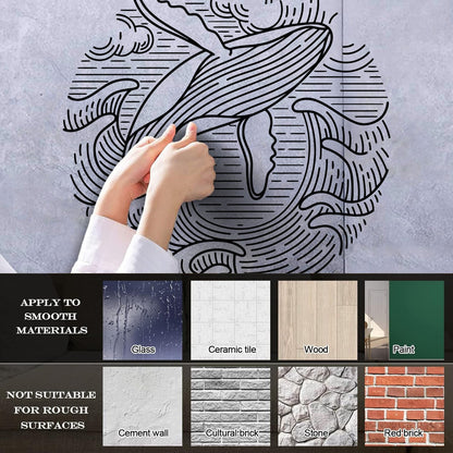 Wall Decals Paster Paper Ocean Waves Sea Animal Whale Ation Multi Color Selection