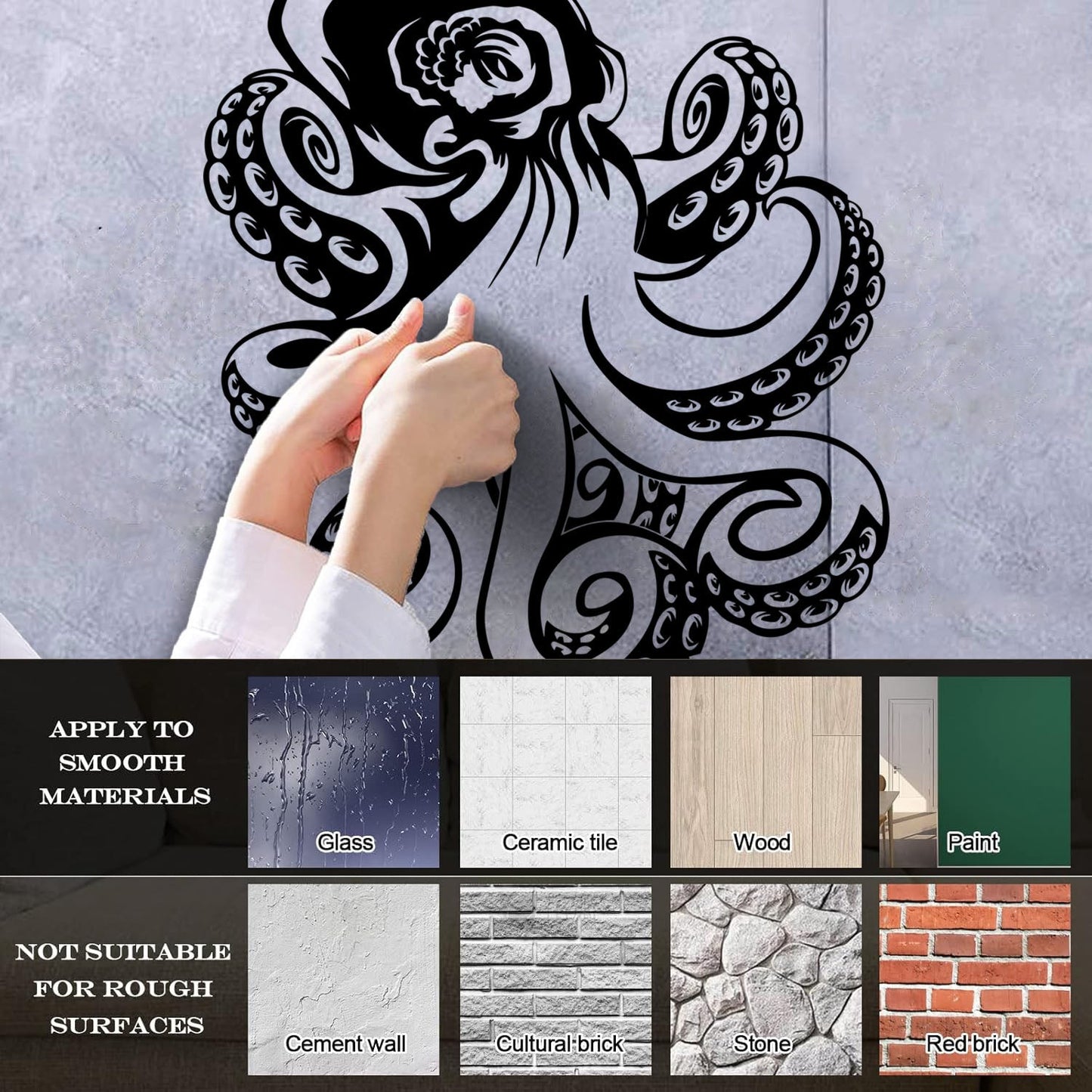 Wall Decals Octopus Ocean Sea Marine Animal Easy Installation