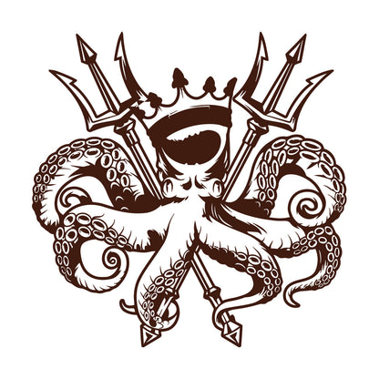 Engraving Decals Octopus King Ocean Marine Sea Animal Crown Multiple Size Options