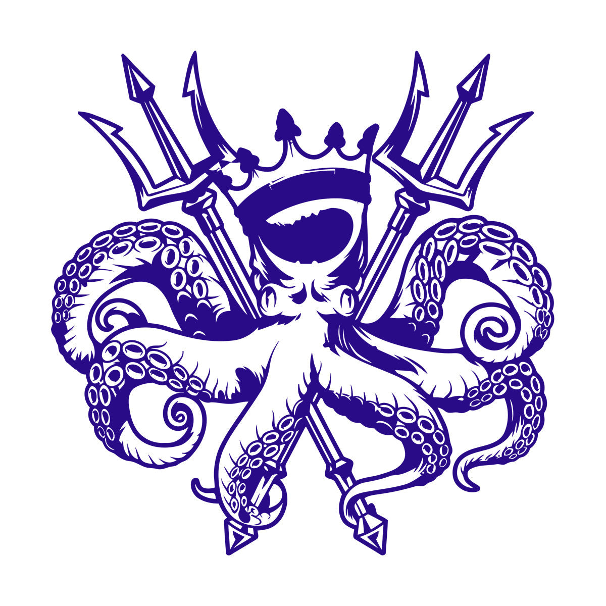 Engraving Decals Octopus King Ocean Marine Sea Animal Crown Multiple Size Options