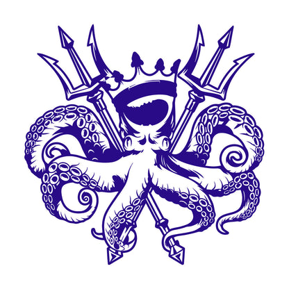 Engraving Decals Octopus King Ocean Marine Sea Animal Crown Multiple Size Options