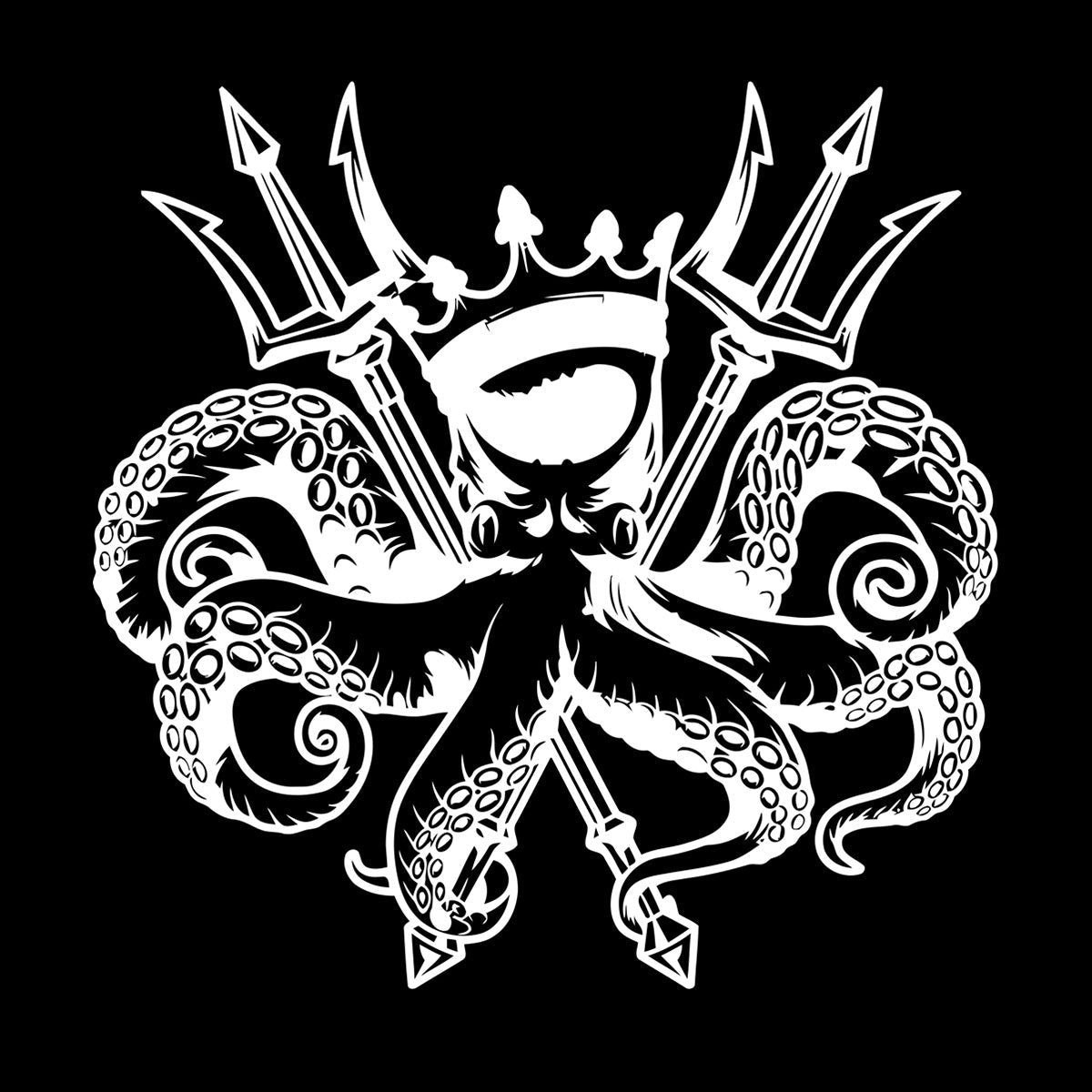 Engraving Decals Octopus King Ocean Marine Sea Animal Crown Multiple Size Options