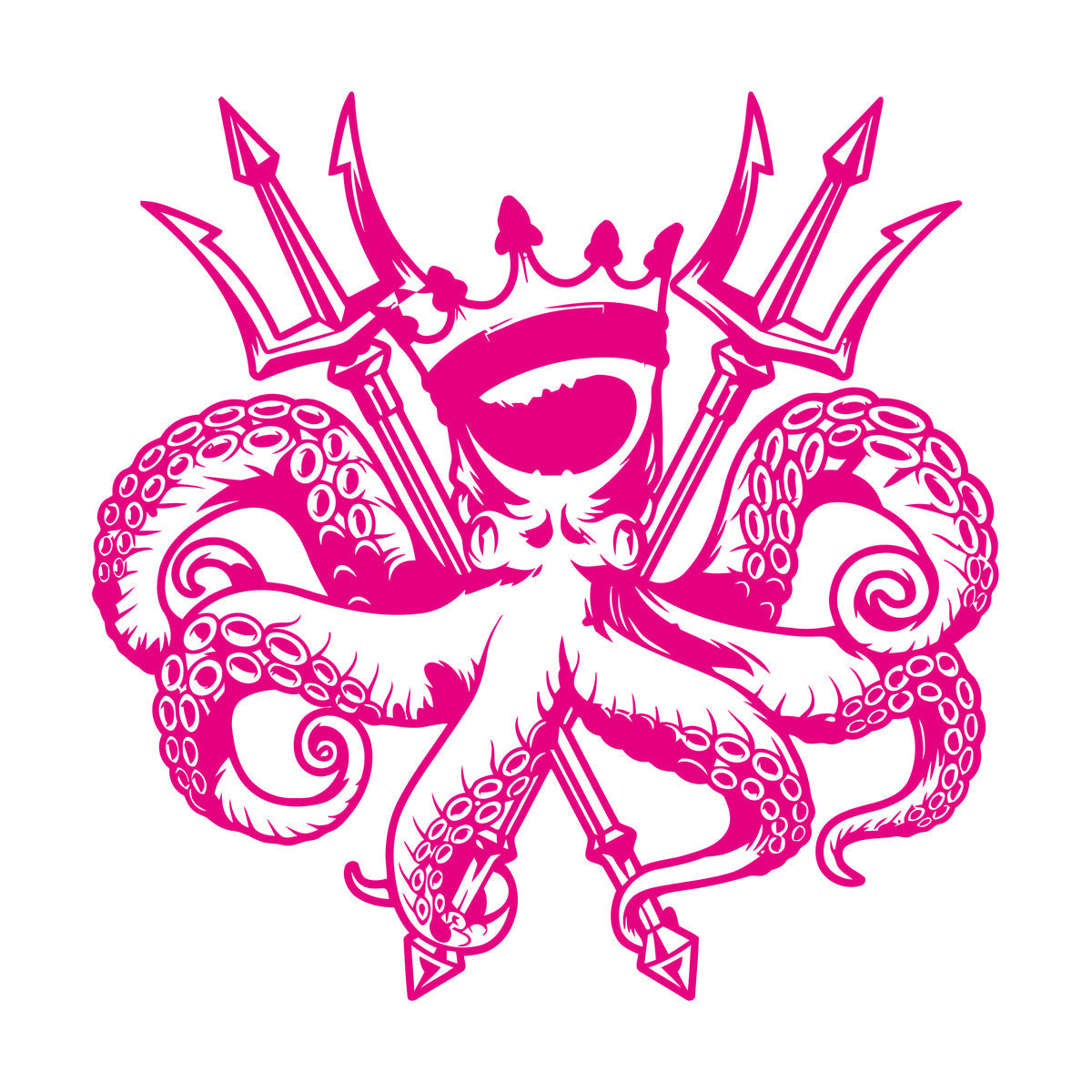 Engraving Decals Octopus King Ocean Marine Sea Animal Crown Multiple Size Options