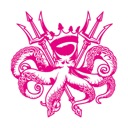 Engraving Decals Octopus King Ocean Marine Sea Animal Crown Multiple Size Options