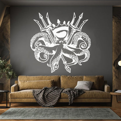 Engraving Decals Octopus King Ocean Marine Sea Animal Crown Multiple Size Options