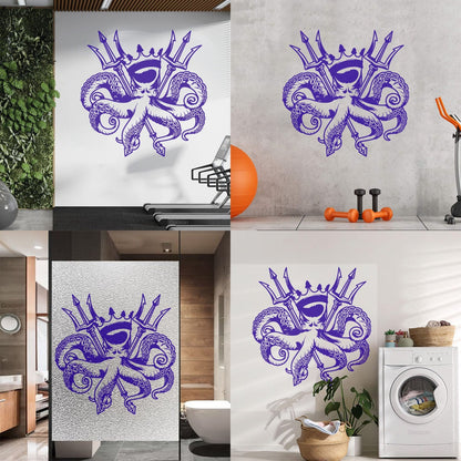 Engraving Decals Octopus King Ocean Marine Sea Animal Crown Multiple Size Options