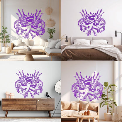 Engraving Decals Octopus King Ocean Marine Sea Animal Crown Multiple Size Options