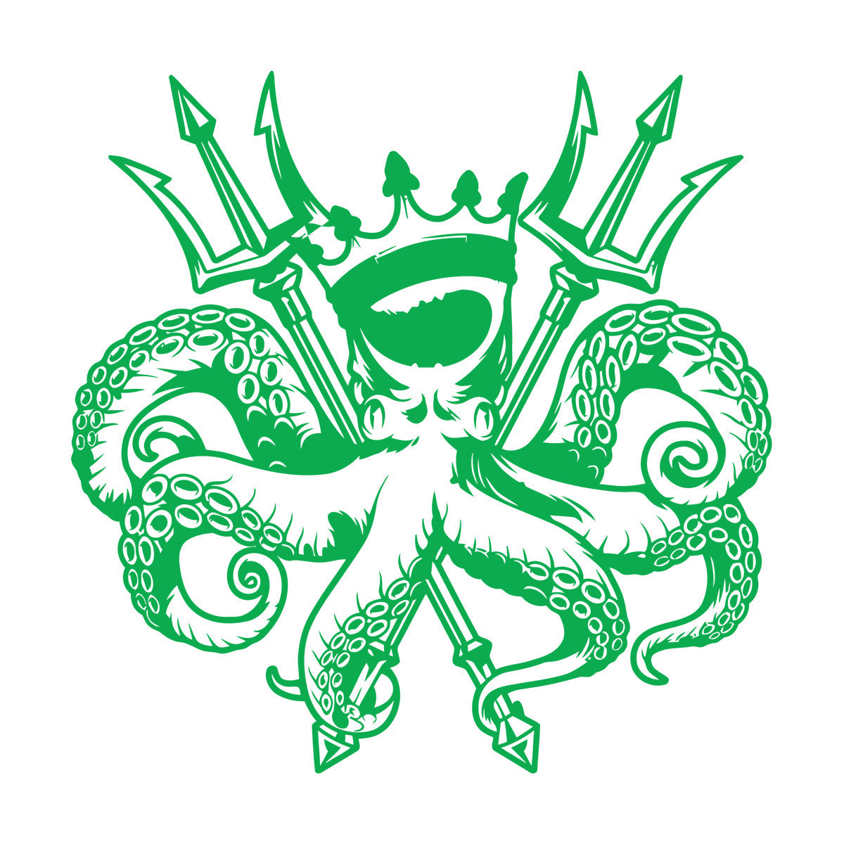 Engraving Decals Octopus King Ocean Marine Sea Animal Crown Multiple Size Options