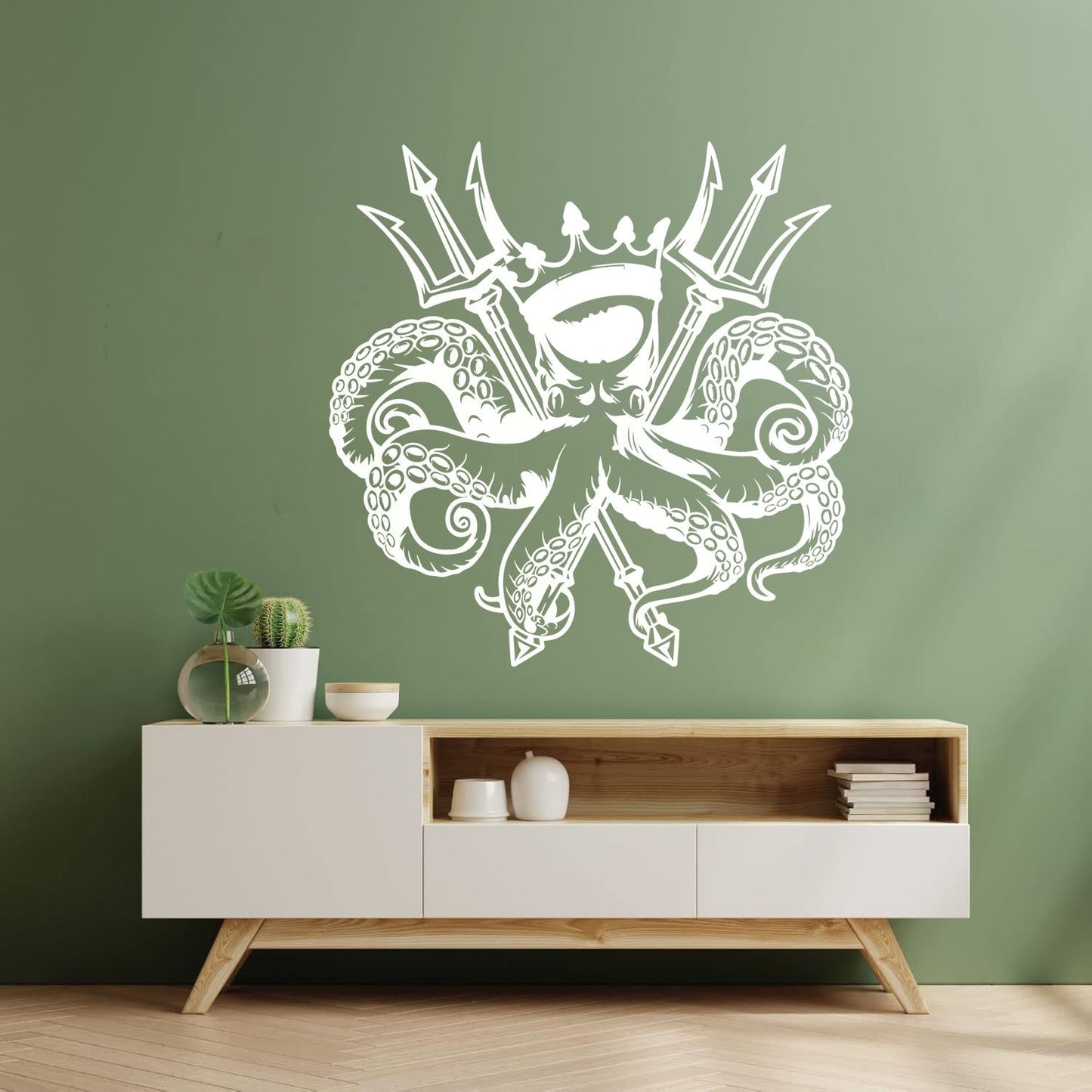 Engraving Decals Octopus King Ocean Marine Sea Animal Crown Multiple Size Options